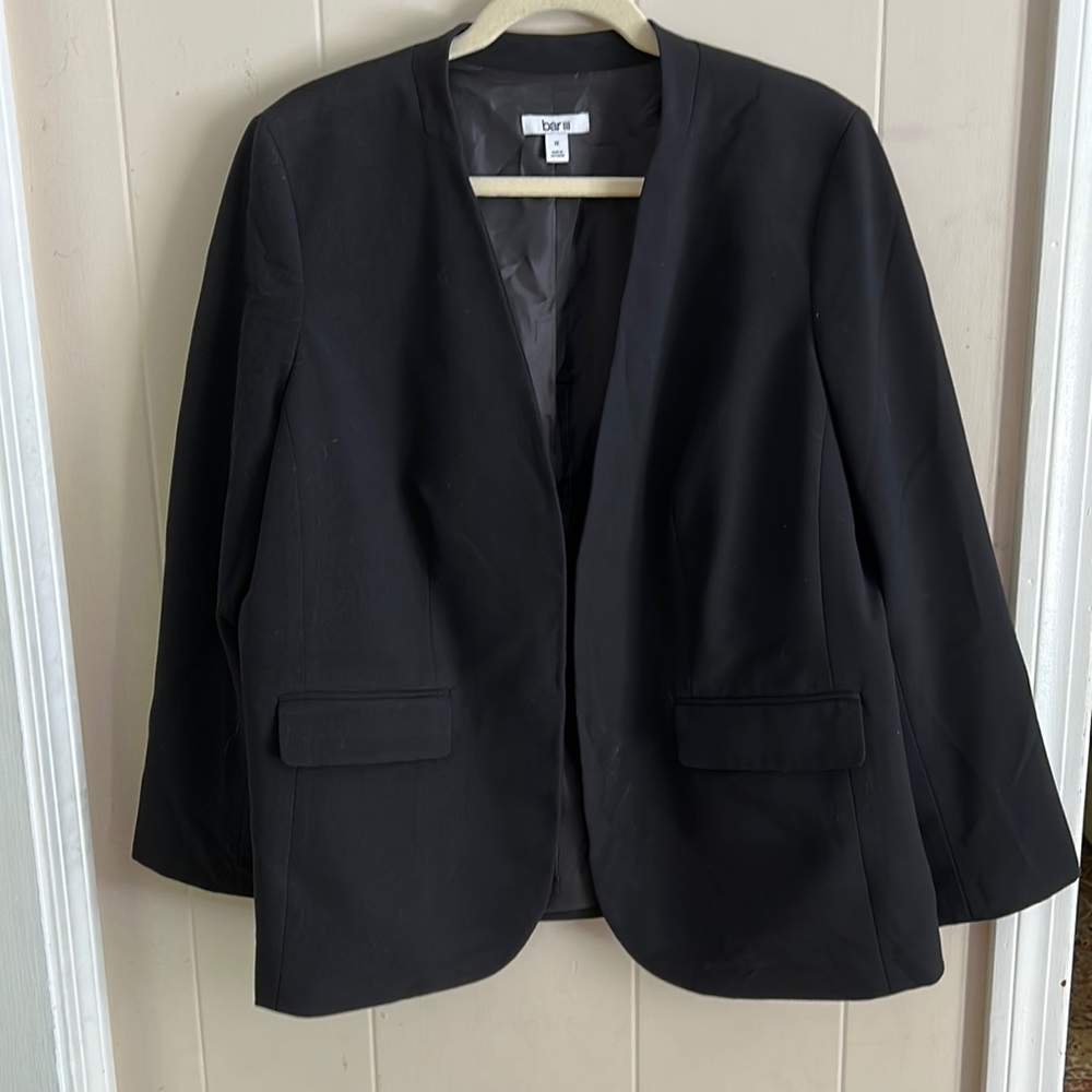 Bar III Black Collarless Blazer